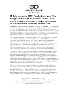 3D Entertainment s IMAX® Theatre Underwater Film Trilogy Sails ...
