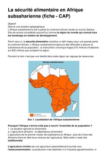 La sécurité alimentaire en Afrique subsaharienne