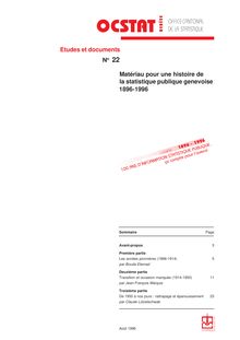 Matériau pour une histoire de la statistique publique genevoise 1896 -1996