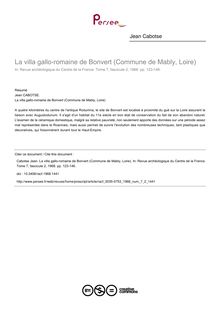 La villa gallo-romaine de Bonvert (Commune de Mably, Loire) - article ; n°2 ; vol.7, pg 123-146