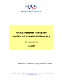 Interprétation des photographies du fond d’œil, suite à une rétinographie avec ou sans mydriase - Summary Retinography