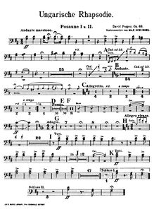 Partition Trombones 1/2, 3, Hungarian Rhapsody, Op.68, Ungarische Rhapsodie