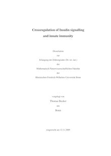 Crossregulation of Insulin signalling and innate immunity [Elektronische Ressource] / vorgelegt von Thomas Becker