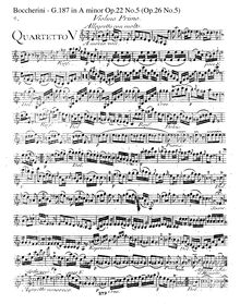 Partition parties complètes G.187, 6 corde quatuors, G.184-188 (Op.22)