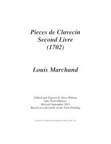 Partition complète, pièces de Clavecin, Second Livre, Marchand, Louis
