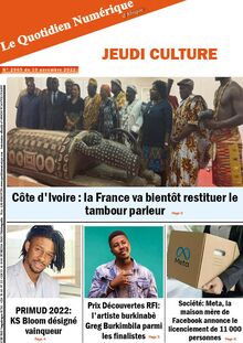 Le Quotidien Numérique d’Afrique n°2069 - du jeudi 10 novembre 2022