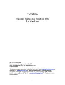 TUTORIAL Insilicos Proteomic Pipeline (IPP) for Windows
