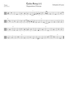 Partition ténor viole de gambe, alto clef, Transcriptions pour 4 violes de gambe par Orlande de Lassus