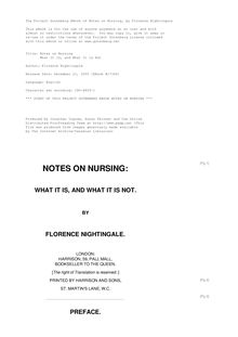 Notes on Nursing - What It Is, and What It Is Not