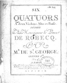 Partition viole de gambe, 6 corde quatuors, Op.1, C major, E♭ major, G minor, C minor, G minor, D major