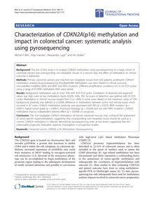 Characterization of CDKN2A(p16) methylation and impact in colorectal cancer: systematic analysis using pyrosequencing