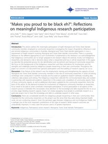 “Makes you proud to be black eh?”: Reflections on meaningful Indigenous research participation