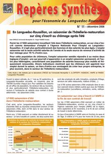 Le chômage et l emploi saisonnier en Languedoc - Emplois ...