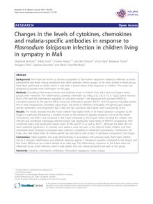 Changes in the levels of cytokines, chemokines and malaria-specific antibodies in response to Plasmodium falciparuminfection in children living in sympatry in Mali