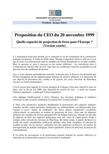 Proposition du CEO du 20 novembre 1999
