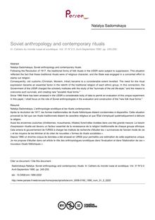Soviet anthropology and contemporary rituals - article ; n°2 ; vol.31, pg 245-255