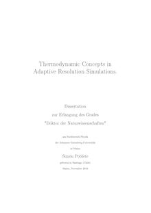 Thermodynamic concepts in adaptive resolution simulations [Elektronische Ressource] / Simón Poblete