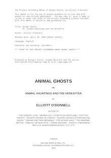 Animal Ghosts - Or, Animal Hauntings and the Hereafter