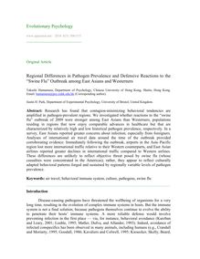 Regional differences in pathogen prevalence and defensive reactions to the “swine flu” outbreak among East Asians and Westerners