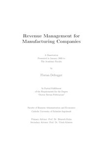 Revenue management for manufacturing companies [Elektronische Ressource] / by Florian Defregger