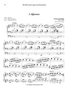 Partition , Offertoire, Dix pièces pour orgue ou harmonium, Dubois, Théodore par Théodore Dubois