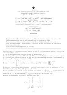 Mathématiques I 2006 Classe Prepa HEC (S) HEC