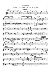 Partition trompette 1, 2 (B♭, E♭), Piano Concerto No.2, A major