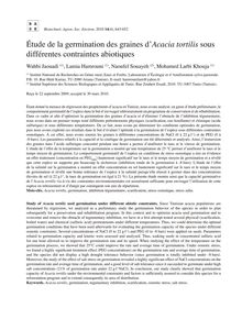 Étude de la germination des graines d’Acacia tortilis sous différentes  contraintes abiotiques  