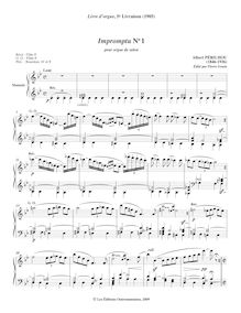 Partition Impromptu No 1 (pour orgue de salon), Livre d Orgue, 5e livraison