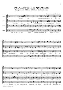 Partition choral Score, Peccantem me quotidie, Responsorio VII del Officium Defunctorum