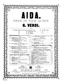 Partition complète, Aïda, Opera in quattro atti, Verdi, Giuseppe