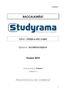 Corrigé Bac STI2D Mathématiques 2014