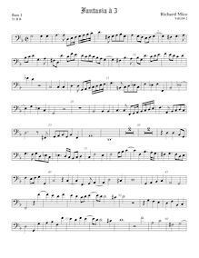 Partition Bass1 viole de gambe, fantaisies pour 3 violes de gambe par Richard Mico