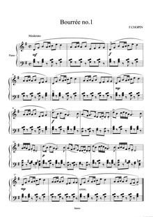 Partition complète, Bourrée No.1, G major, Chopin, Frédéric