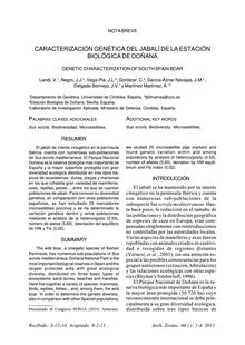 Caracterización genética del jabalí de la Estación Biológica de Doñana
