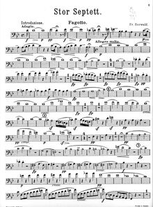 Partition basson, Grand Septet en B flat, B♭ Major, Berwald, Franz