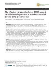 The effect of Lactobacillus brevis KB290 against irritable bowel syndrome: a placebo-controlled double-blind crossover trial
