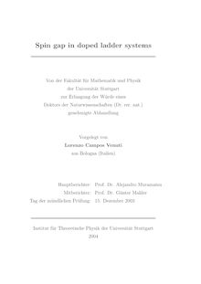 Spin gap in doped ladder systems [Elektronische Ressource] / vorgelegt von Lorenzo Campos Venuti