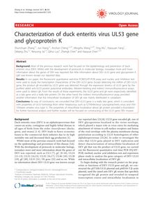 Characterization of duck enteritis virus UL53 gene and glycoprotein K