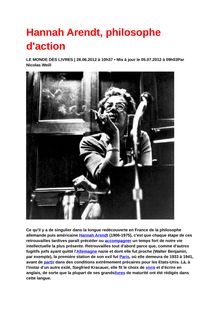 Le musée imaginaire d Hannah Arendt / Hannah Arendt, philosophe d action