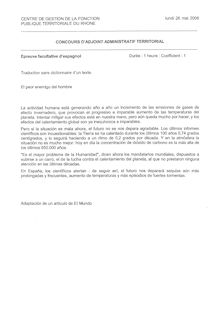 Epreuve d admission facultative - Espagnol 2008 Concours externe interne 3ème voie Adjoint administratif territorial de 1ère classe