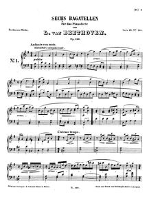 Partition complète, 6 Bagatelles, Beethoven, Ludwig van