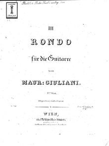 Partition complète, 3 Rondos, Op.3, Giuliani, Mauro