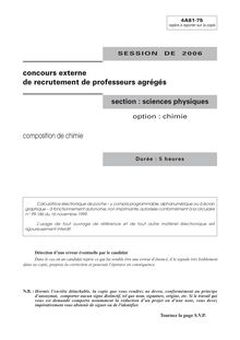 Composition de chimie - option chimie 2006 Agrégation de sciences physiques Agrégation (Externe)