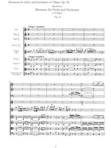 Partition complète, Romance pour violon et orchestre, F Major, Beethoven, Ludwig van