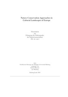 Nature conservation approaches in cultural landscapes of Europe [Elektronische Ressource] / vorgelegt von Rainer Müssner