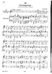 Partition complète, transposition pour low voix, Greisengesang, D.778 (Op.60 No.1)