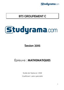 Corrigé BTS 2015 - Groupement C - Mathématiques