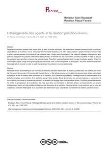 Hétérogénéité des agents et la relation pollution-revenu - article ; n°6 ; vol.52, pg 1185-1203