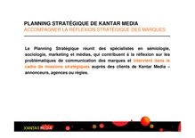 PLANNING STRATÉGIQUE DE KANTAR MEDIA